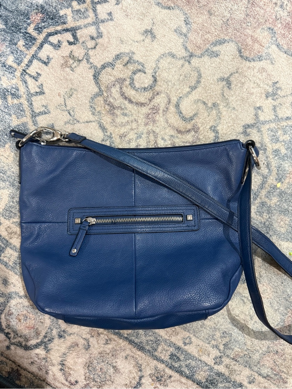 Tignanello Vintage Everyday Pebbled Leather Crossbody in Deep Blue